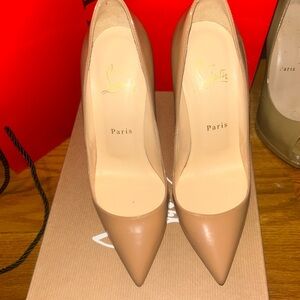 Christian Louboutin Beige/Tan Pointed-Toe Leather Pumps